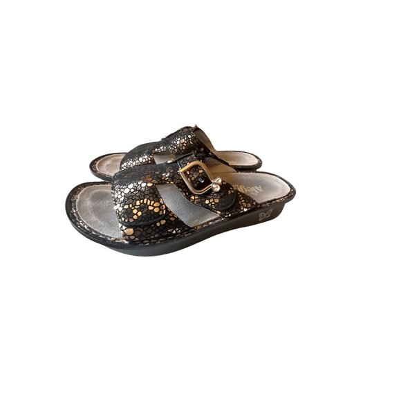 Alegria Black Silver Mosaic Black Silver Slip On Slide Comfort Sandal 38 - Picture 1 of 6